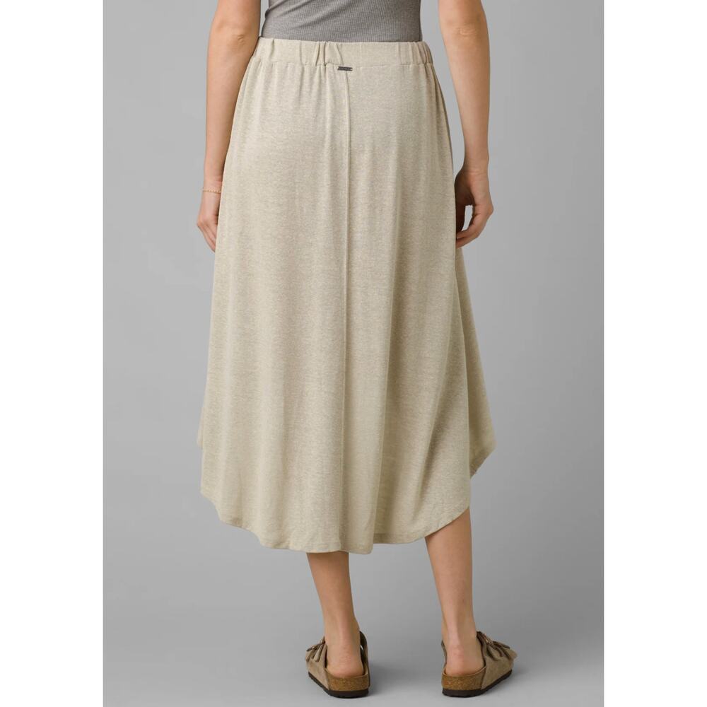 PRANA Women's Tidal Wave Midi Skirt Large Sand Beige High Low Knit NWT - Picture 2 of 13